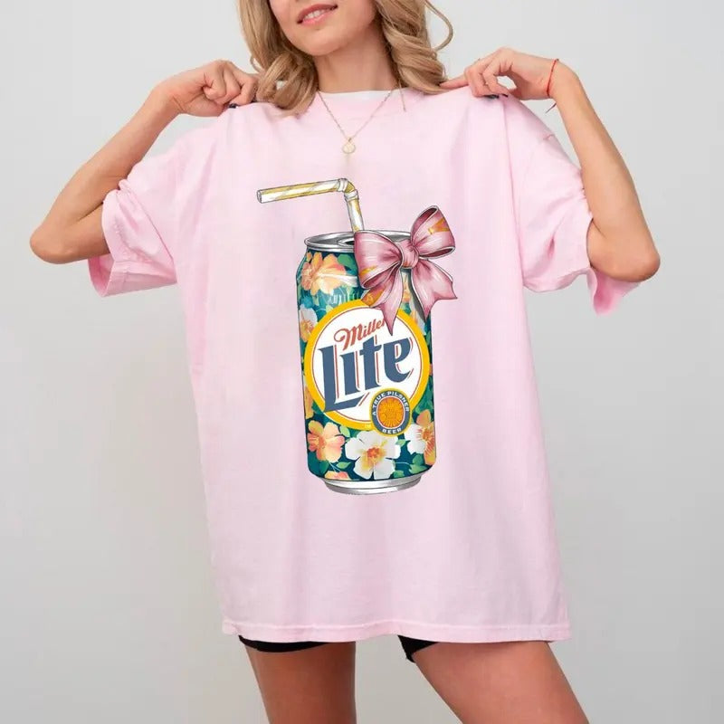 Miler Lite Coquette Bow Shirt, Coquette Sweatshirt, Miler Lite Tshirt , Unisex Classic Cotton Tee with Graphic Print in...