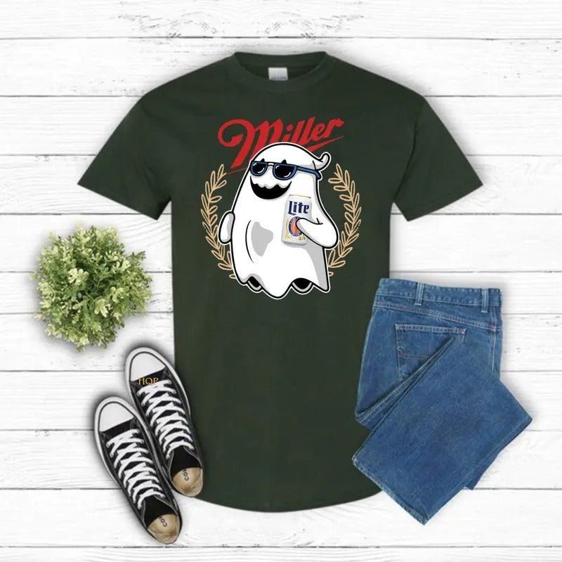 Miler Lite Ghost Halloween T-Shirt Comfort Fabric Hoodie, Sweatshirt | HypeDripTees.com