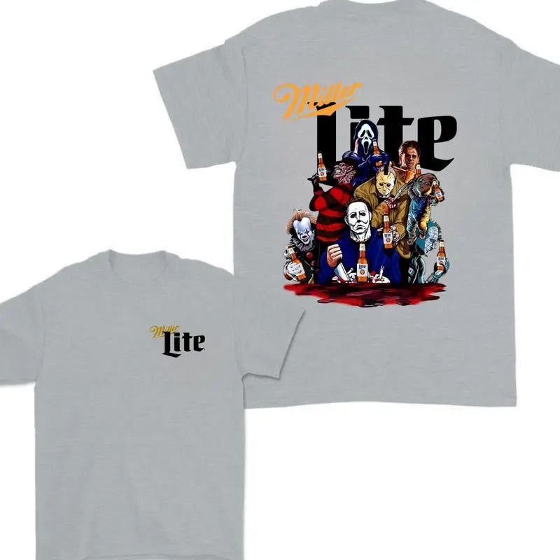 Miler Lite Horror Characters Halloween Shirt, Horror Movie Shirt, Miler Lite Tshirt,  Halloween Shirt, Unisex Classic...