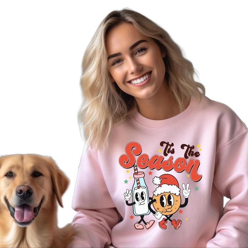 Milk and Cookies Tis' the season Crewneck Sweatshirt T-Shirts, Hoodie | HypeDripTees.com