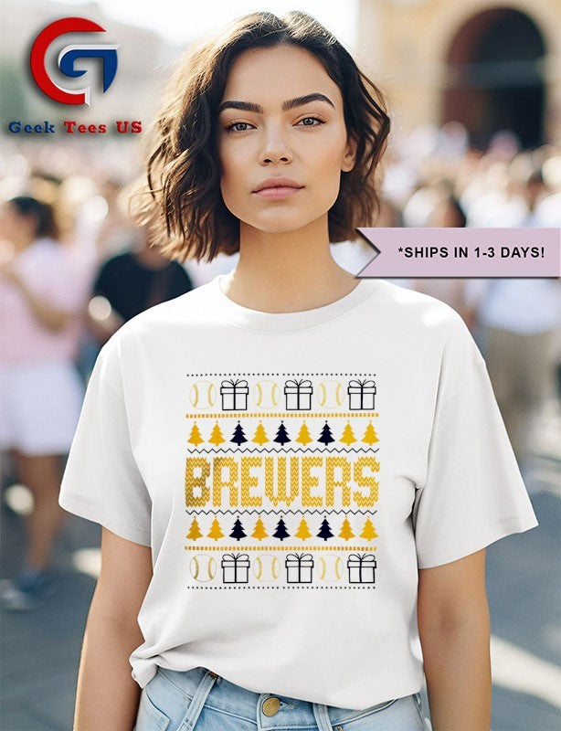Milwaukee Brewers baseball trees presents ugly Christmas 2025 shirt