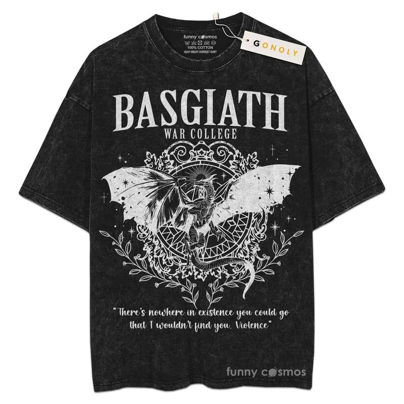 [ Mineral Wash ] Basgiath War College Fourth Wing Shirt For Fans Lover Book, Bookish, Graphic Washed Style Shirt Hoodie,...