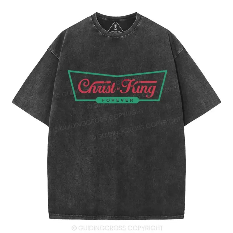 [ Mineral Wash ] Christ Is King Christian Washed TShirt Jesus Graphic Washed Style Shirt Hoodie, Sweatshirt