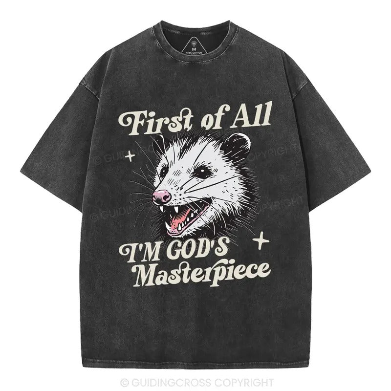 [ Mineral Wash ] First Of All I Am God Masterpieces Christian Washed TShirt Jesus Graphic Washed Style Shirt Hoodie,...