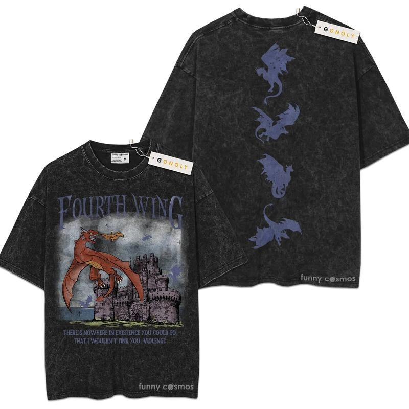 [ Mineral Wash ] Fourth Wing Basgiath War College, Violet Sorrengail For Fans Lover Book, Bookish, Graphic Washed Style...