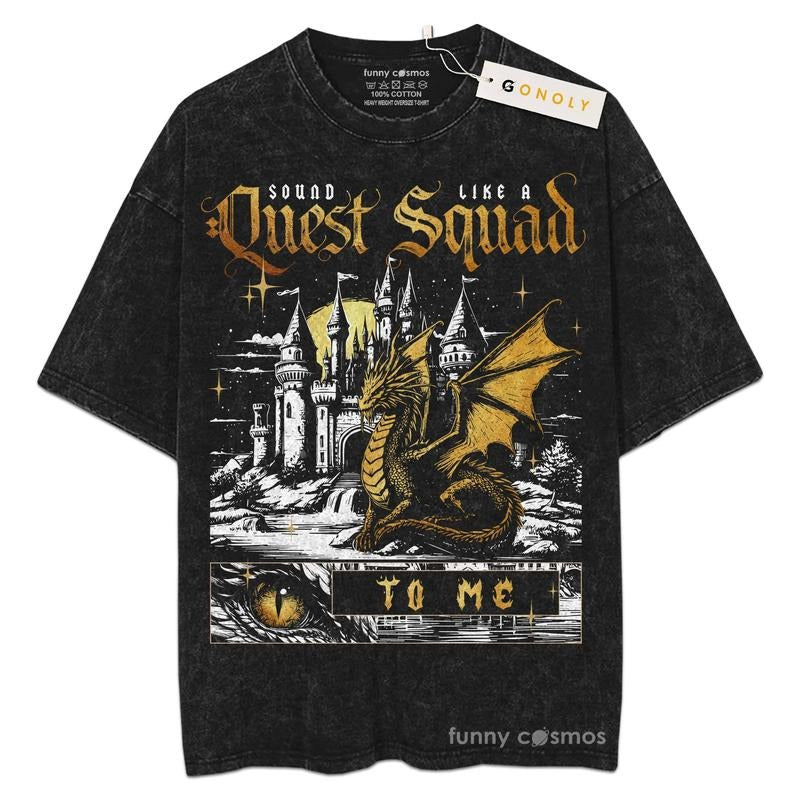 [ Mineral Wash ] Fourth Wing Quest Squad For Fans Lover Book, Bookish, Graphic Washed Style Shirt Hoodie, Sweatshirt