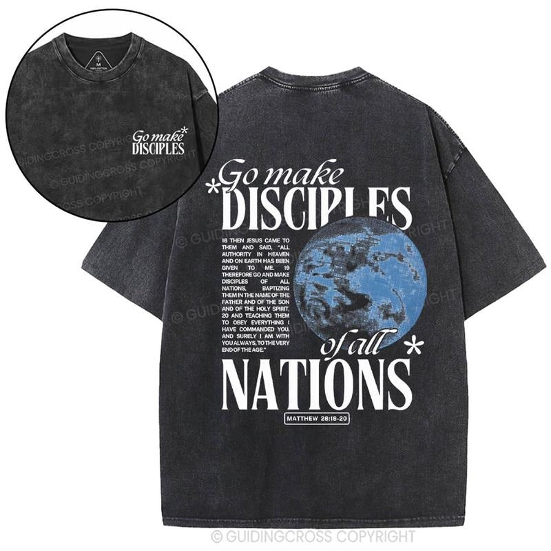 [ Mineral Wash ] Go Make Disciples Christian Washed Shirt Jesus Graphic Washed Style Shirt Hoodie, Sweatshirt