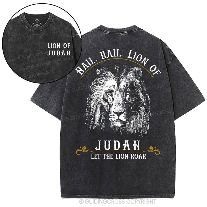 [ Mineral Wash ] Hail Hail Lion Of Judah Christian Washed Shirt Jesus Graphic Washed Style Shirt Hoodie, Sweatshirt