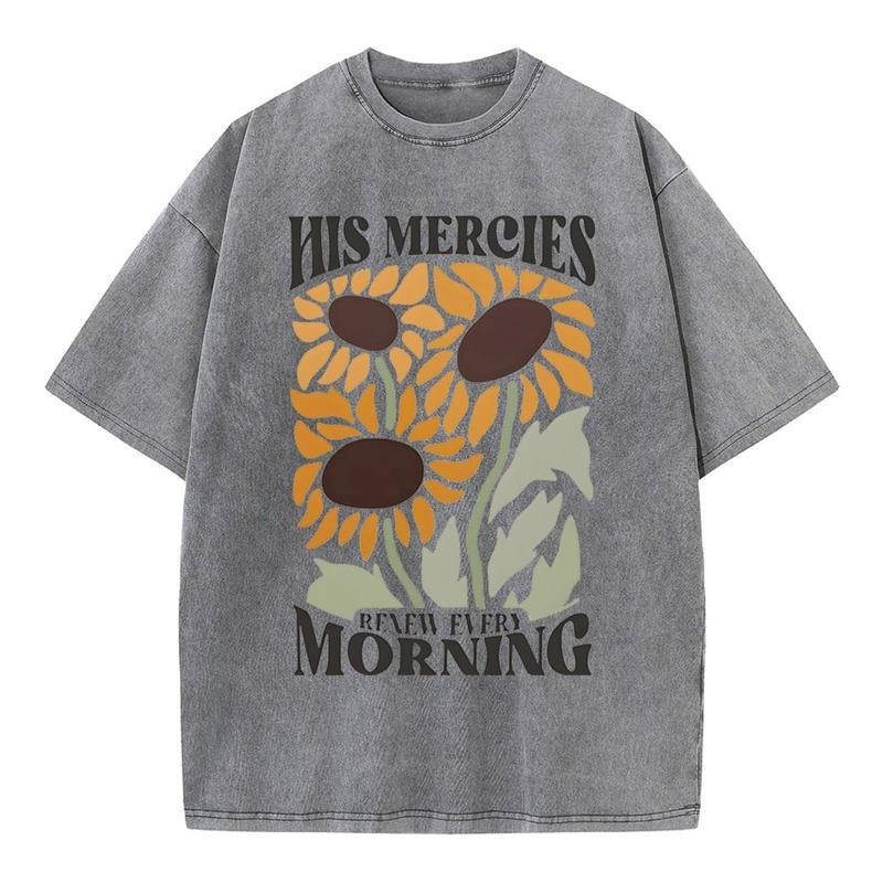 [ Mineral Wash ] His Mercies Renew Every Morning Christian Washed TShirt Jesus Graphic Washed Style Shirt Hoodie, Sweatshirt