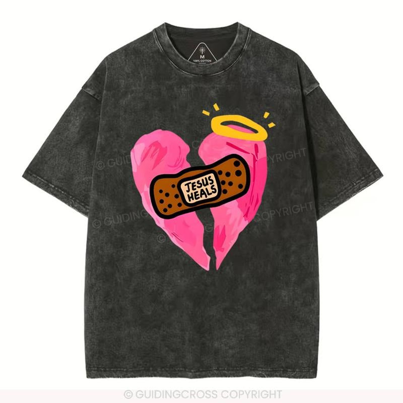 [ Mineral Wash ] Jesus Heals Christian Washed TShirt Jesus Graphic Washed Style Shirt Hoodie, Sweatshirt | HypeDripTees.com
