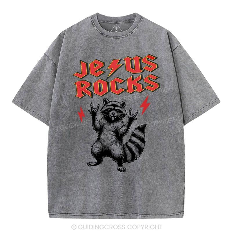 [ Mineral Wash ] Jesus Rocks Christian Washed Shirt Jesus Graphic Washed Style Shirt Hoodie, Sweatshirt | HypeDripTees.com