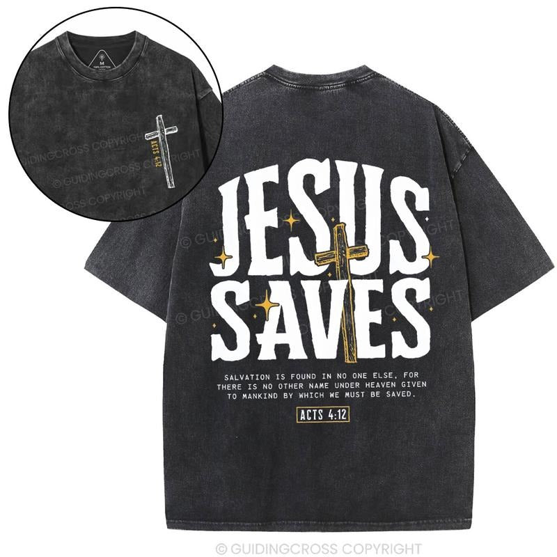 [ Mineral Wash ] Jesus Saves Chirstian Washed TShirt Jesus Graphic Washed Style Shirt Hoodie, Sweatshirt | HypeDripTees.com