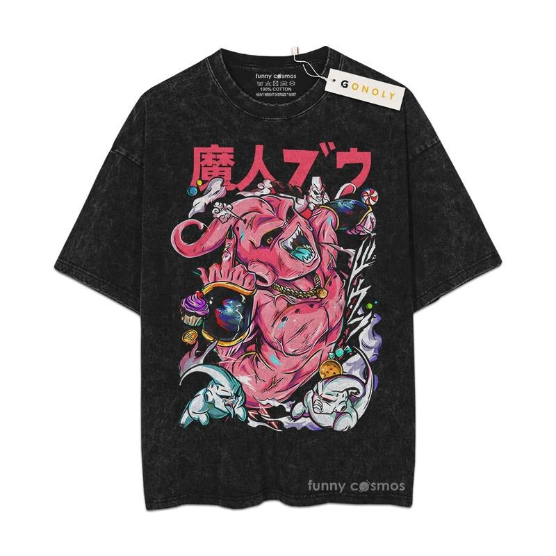 [ Mineral Wash ] KidBuu Fan Anime Shirt, Graphic Washed Style Shirt Hoodie, Sweatshirt | HypeDripTees.com