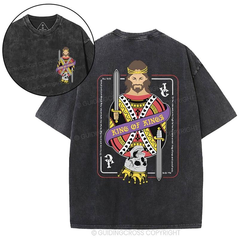 [ Mineral Wash ] King Of Kings Christian Washed Shirt Jesus Graphic Washed Style Shirt Hoodie, Sweatshirt | HypeDripTees.com