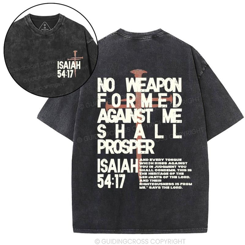 [ Mineral Wash ] No Weapon Isaiah 54:17 Christian Washed TShirt Jesus Graphic Washed Style Shirt Hoodie, Sweatshirt