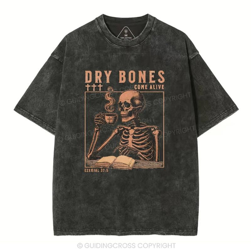 [Mineral Wash Shirt] Dry Bones Come Alive Christian Washed Shirt Jesus Graphic Style Shirt Casual Crewneck Hoodie, Sweatshirt