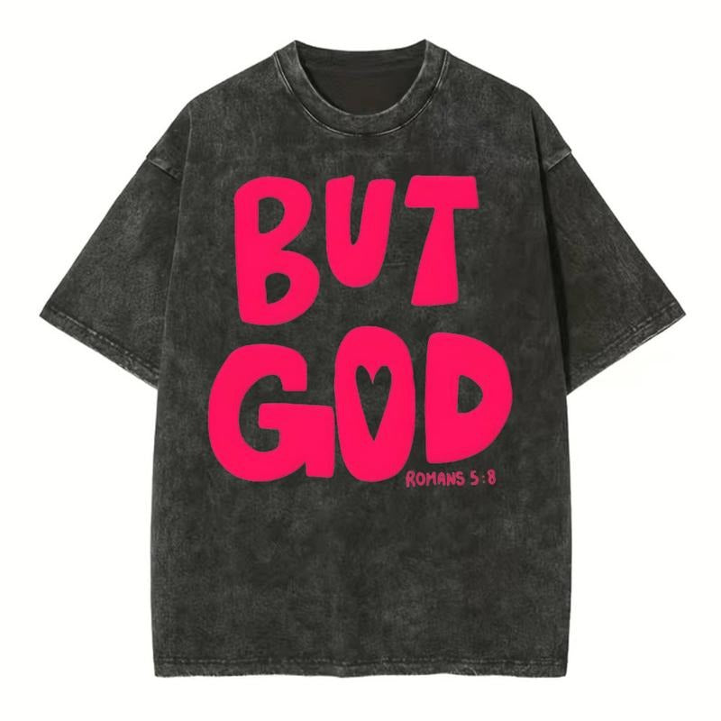 [Mineral Wash Shirt] YHWH Floral Nature Lung Christian Washed Shirt Jesus Graphic Washed Style Shirt Casual Crewneck...