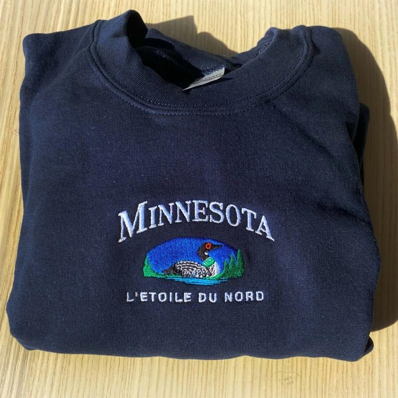 Minnesota Embroidered Sweatshirt, MN Crewneck, Minnesota Gift T-Shirts, Hoodie | HypeDripTees.com