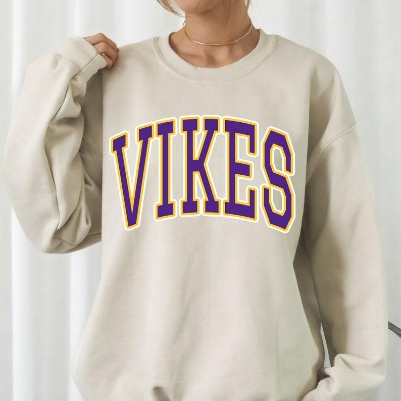 Minnesota Vikings Sweatshirt for Women, Crew Neck, 100% Cotton Material - Pullover Womenswear Hoodie T-Shirts