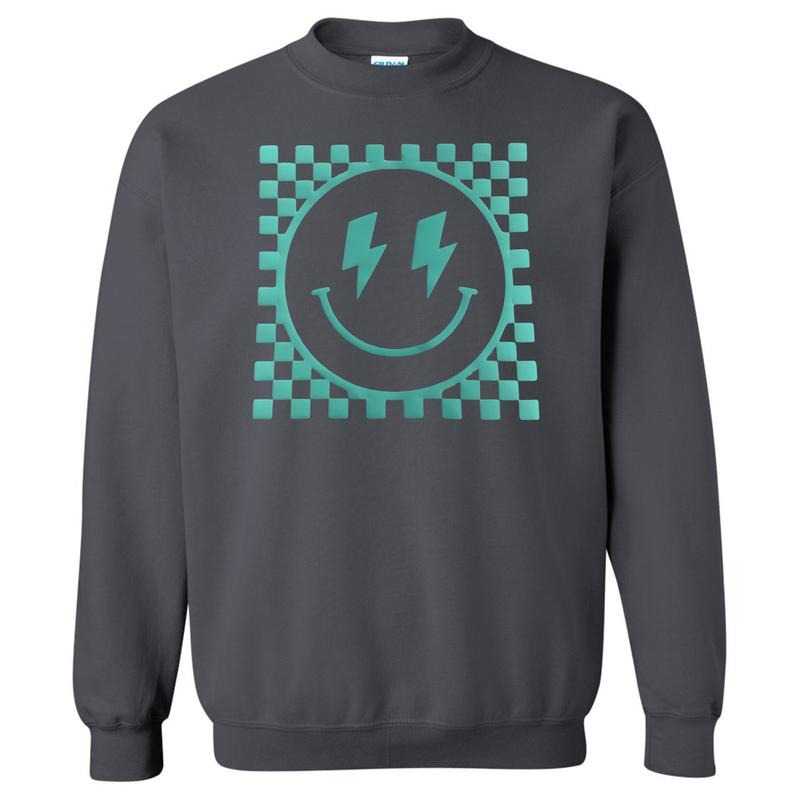 Mint Puff Checkered Happy Face Sweatshirt T-Shirts, Hoodie | HypeDripTees.com
