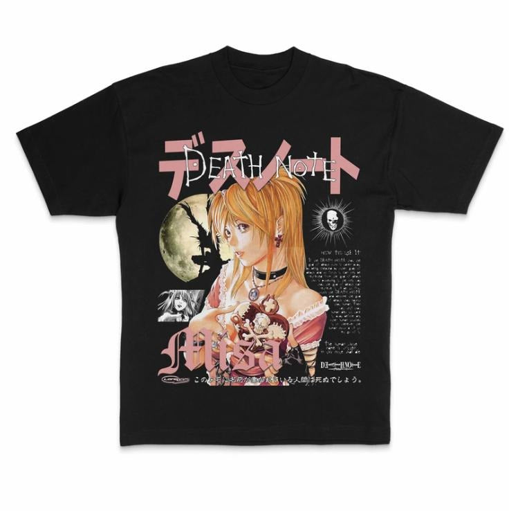Misa Vintage Graphic Tees, Death Note Tshirt, Death Note Merch, Anime Clothing, Unisex Manga Anime Shirts Top Menswear...