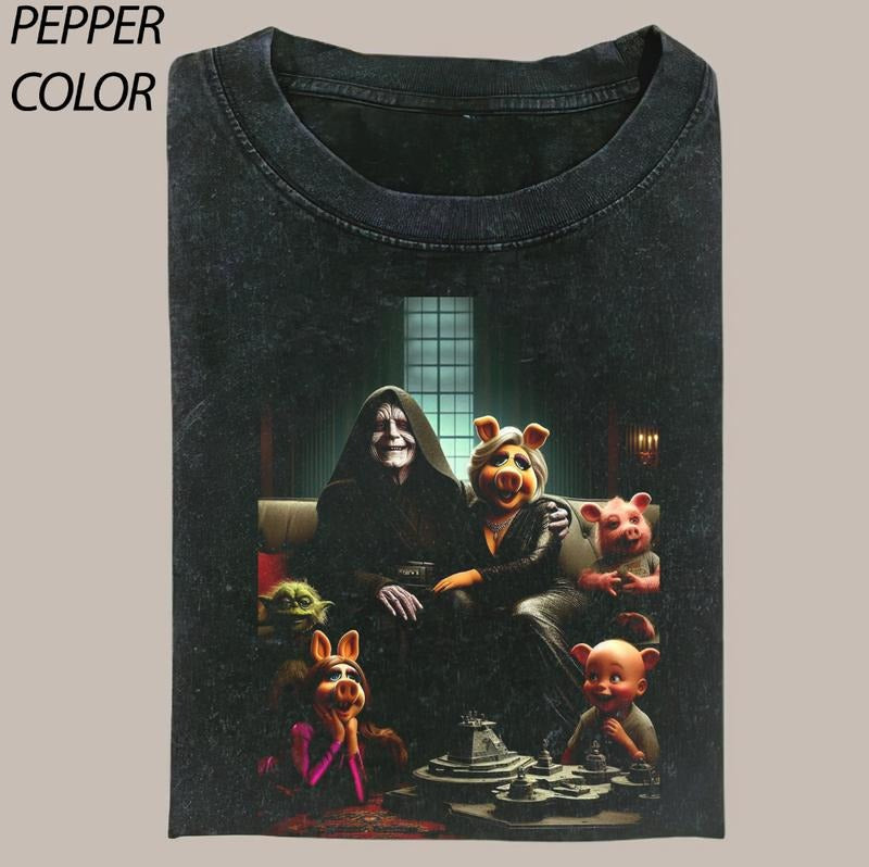 Miss Piggy Halloween Funny Graphic Tees - Vintage Short Sleeve T-Shirt for Women - 100% Cotton - All Seasons