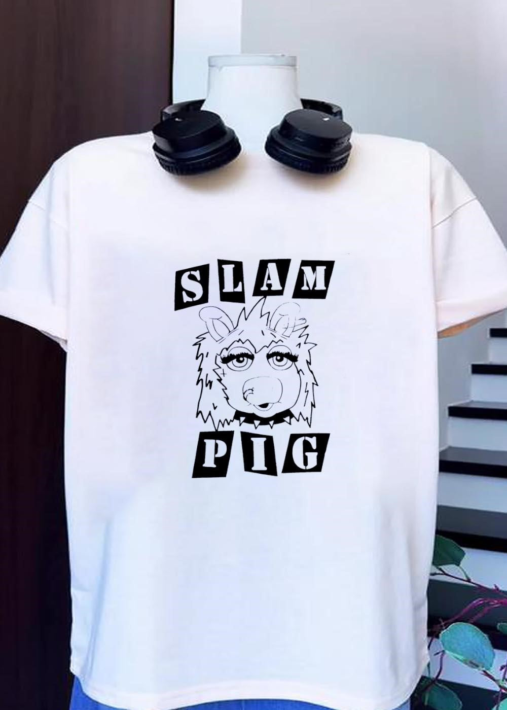 Miss Piggy Punk Aesthetic Slam Pig Graphic T-Shirt