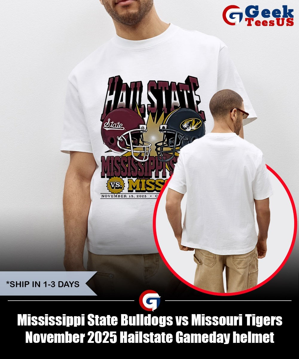 Mississippi State Bulldogs vs Missouri Tigers November 2025 Hailstate Gameday helmet shirt