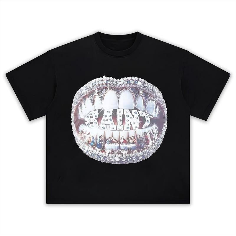 Mixed Emotion Grillz Graphic Tee Oversized Y2k T-Shirt Graphic Tee for Men Women Hoodie, Sweatshirt | HypeDripTees.com