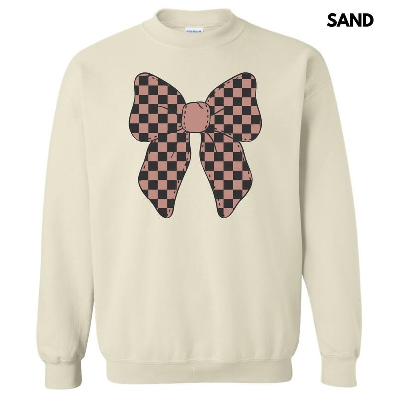 Mocha Checker Bow Sweatshirt 'NLB' T-Shirts, Hoodie | HypeDripTees.com