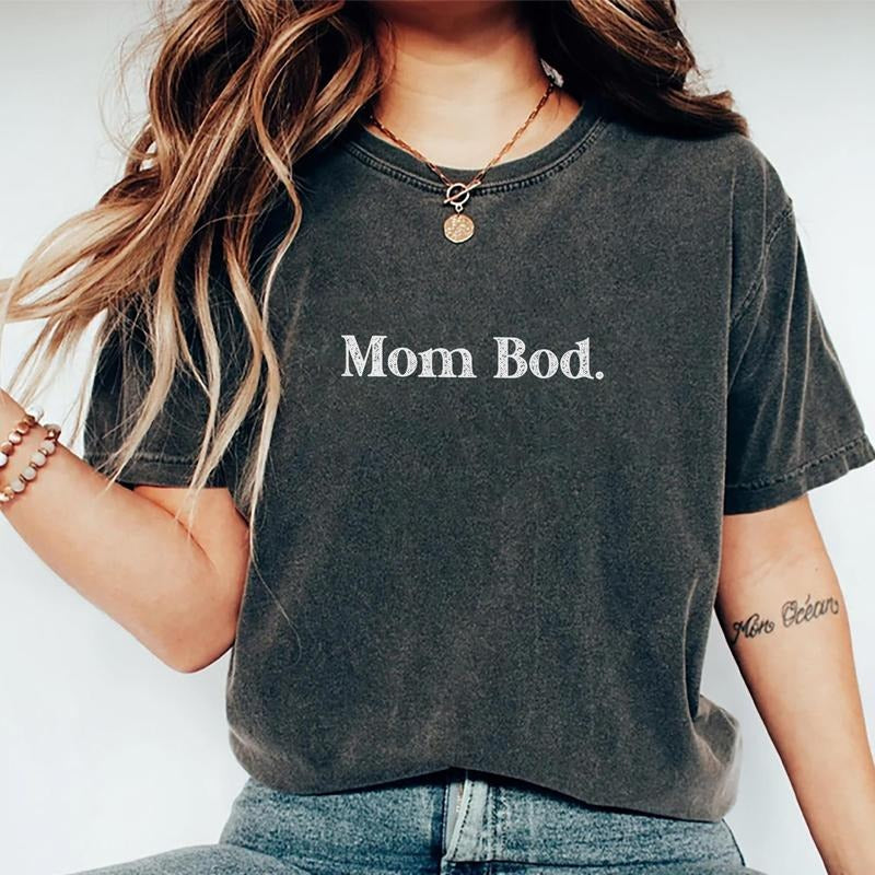 Mom Bod Vintage Tee, Funny Mom Vintage Graphic Tee Women, Mom Life Unhinged Shirts For Women, Motherhood Shirts For Mom,...