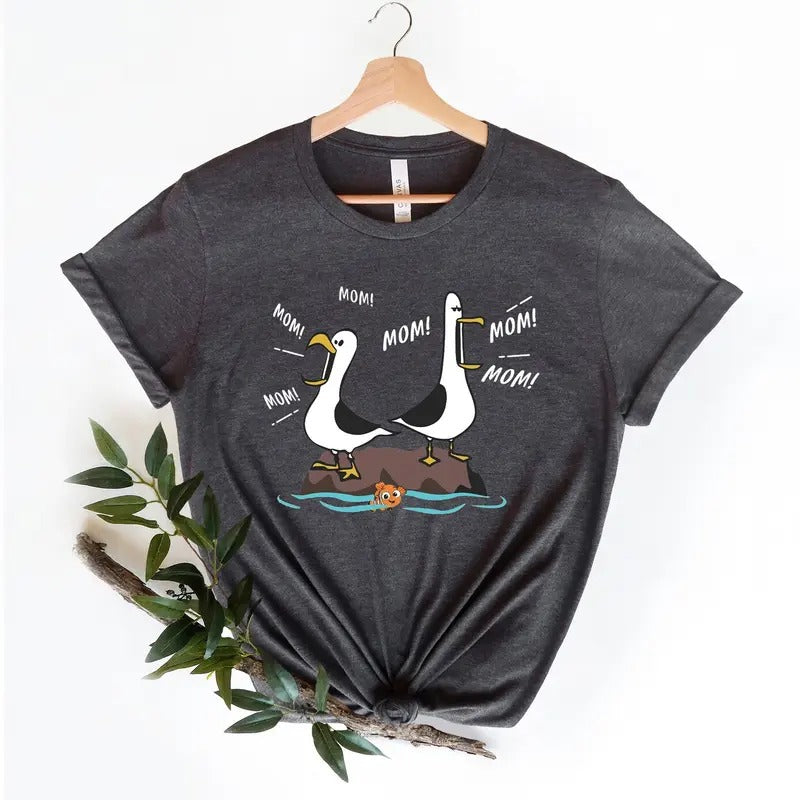 Mom Mom Mom Nemo Seagull T-Shirt, Finding Nemo Shirt, Matching Family Vacation Tee Hoodie, Sweatshirt | HypeDripTees.com