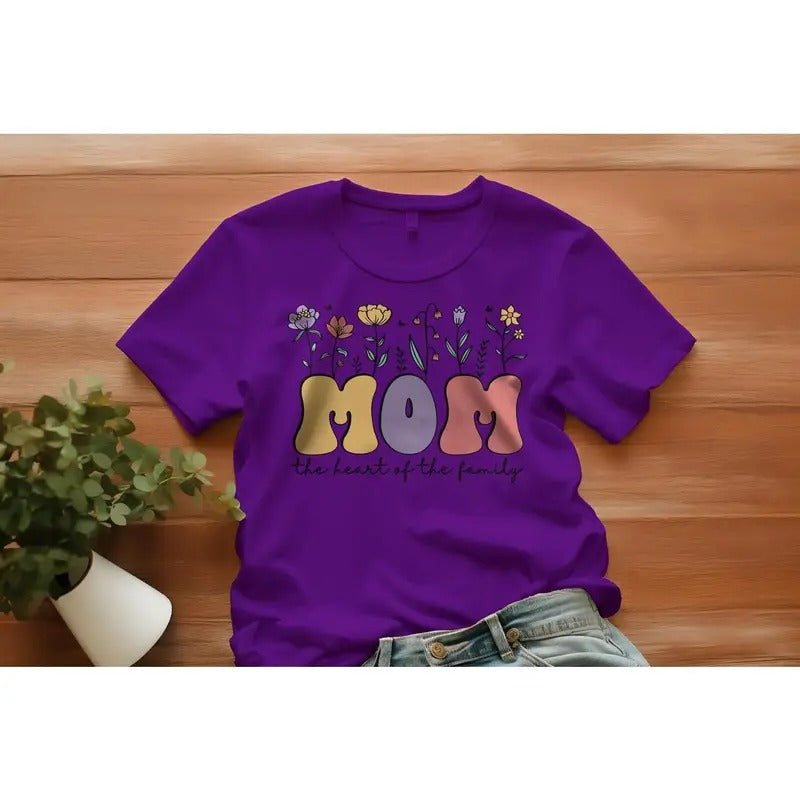 Mom The Heart Of The Family Mother's Day Women's T-Shirt Hoodie, Sweatshirt | HypeDripTees.com