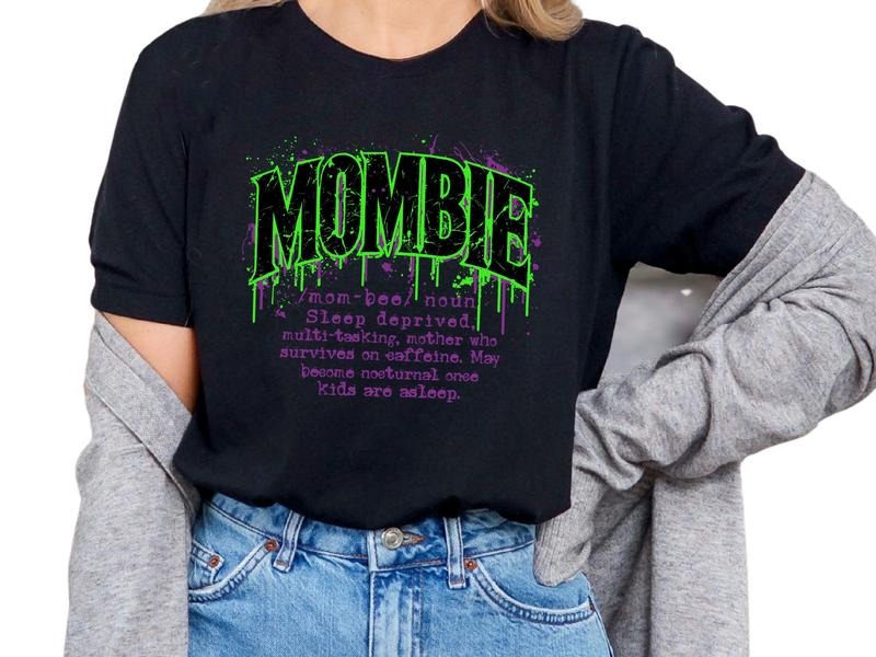 Mombie Halloween Women's Top - T Shirt, Crewneck Sweatshirt, or Hoodie, Halloween Shirt, Mom Shirt, Halloween Mom...