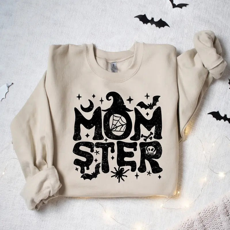 Momster Sweatshirt, Halloween Mom Sweatshirt, Funny Halloween Pumpkin Shirt, Fall Halloween Sweatshirt Hoodie