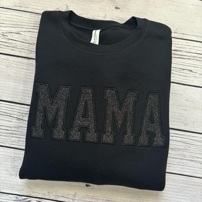 Monochromatic Black Glitter Crewneck Sweatshirt T-Shirts, Hoodie | HypeDripTees.com