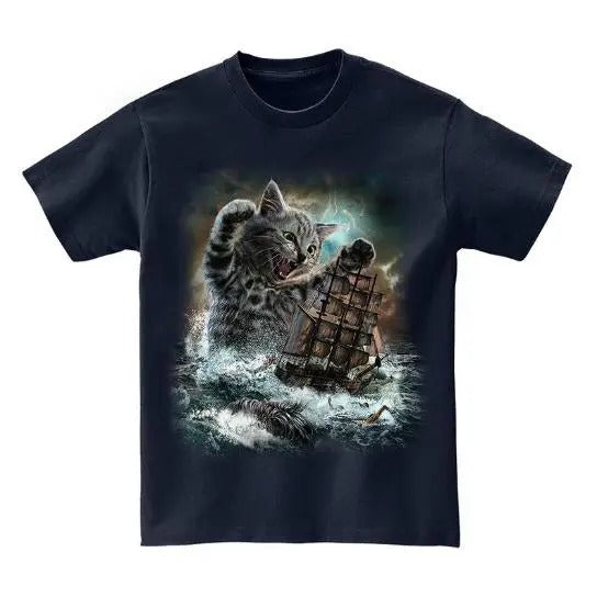 Monster Cat Burst Out to Terrorize, Kraken - Short Sleeve Unisex, Men, Women, Youth T-Shirt Made in USA Hoodie, Sweatshirt