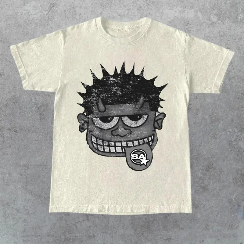 Monster Grey Black Cropped Crewneck T Shirt, Unisex Cotton Graphic Shirts Hoodie, Sweatshirt | HypeDripTees.com