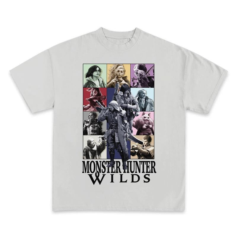 Monster Hunter Wilds shirt, gaming tee, cotton Tshirt, Monter Hunter videogame, MH Wilds graphic tee Fabric Medium...