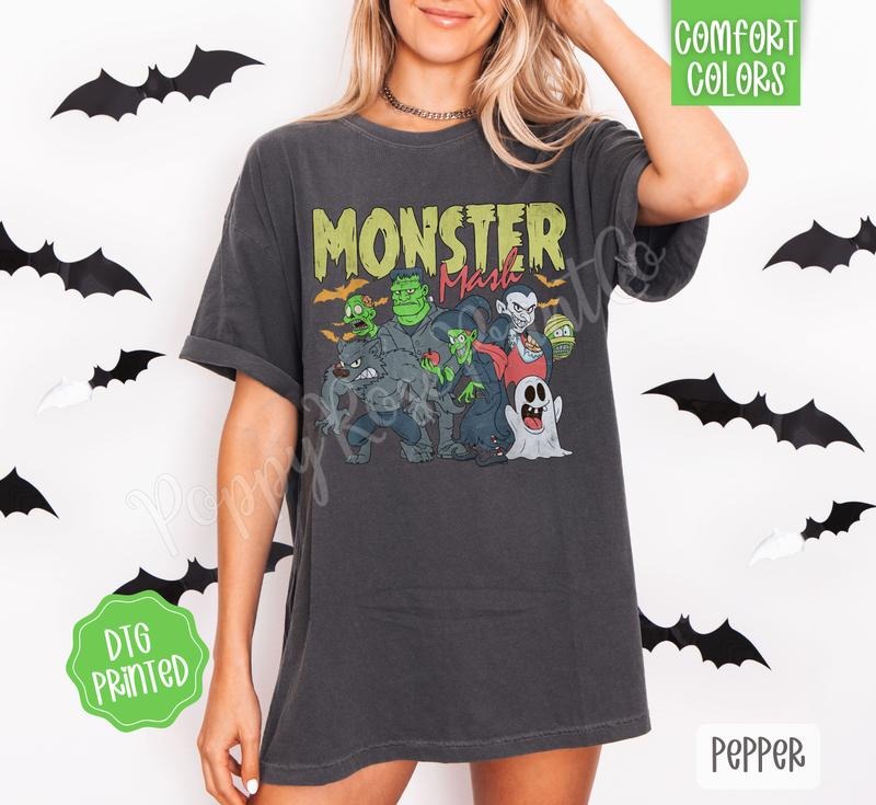 Monster Mash Shirt Comfort Colors, Trendy Halloween Tshirt Hoodie, Sweatshirt | HypeDripTees.com