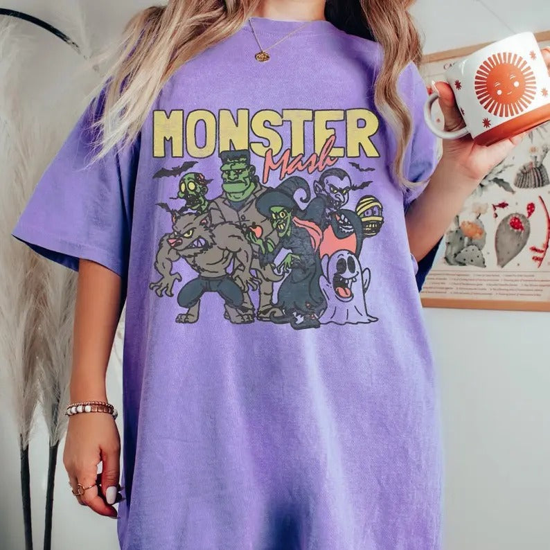 Monster Mash Vintage 90s Comfort Colors T-shirt, Multiple Colors Halloween Shirt, Halloween Ghost Shirt, Fall Shirt...