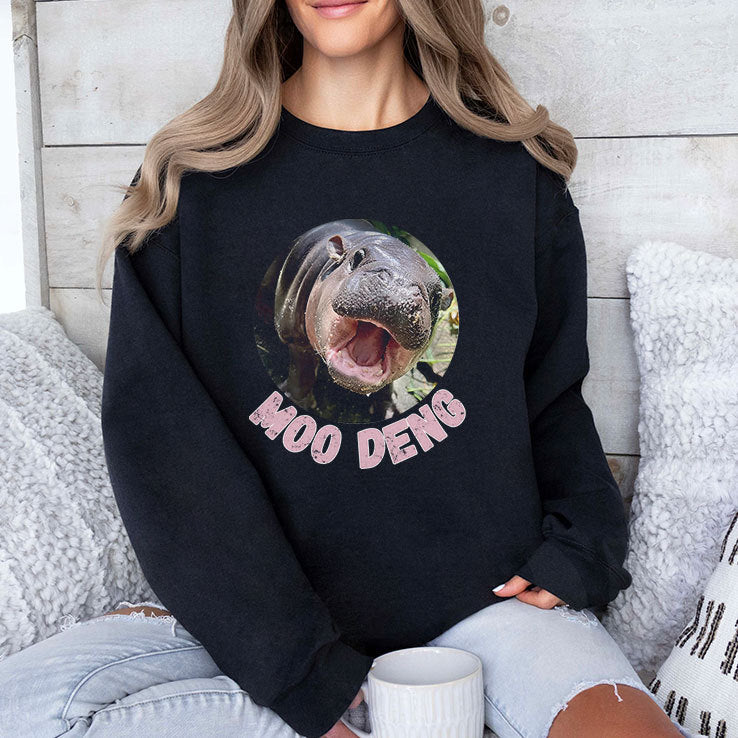 Moo Deng Bouncy Pig In Thai Picture The Cute Baby Hippo Shirt