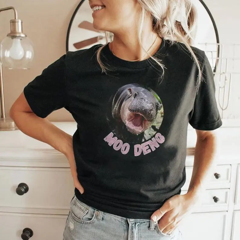 Moo Deng Bouncy Pig In Thai Picture The Cute Baby Hippo Shirt, Funny Gifts Menswear Top Womenswear Underwear Comfort...