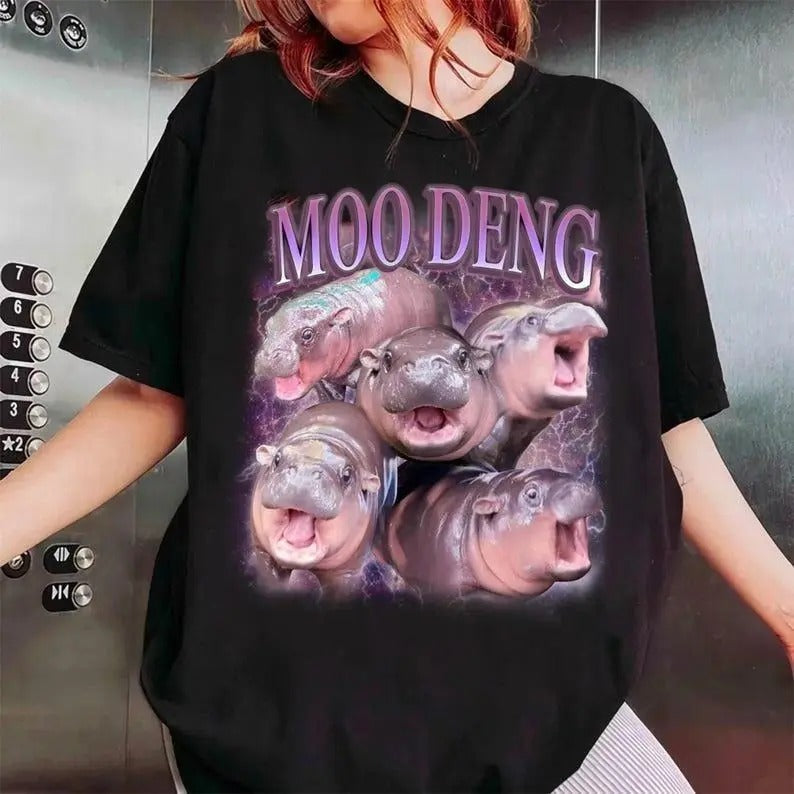 Moo Deng Hippo T-Shirt | Adorable Hippopotamus Tee for Kids & Adults, Cute Animal Apparel, Unique Gift Idea Hoodie,...