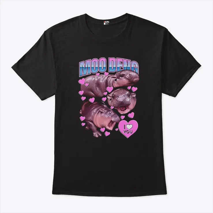 Moo Deng I Love You Cute Baby Hippo Shirt Sweatshirt Hoodie | HypeDripTees.com