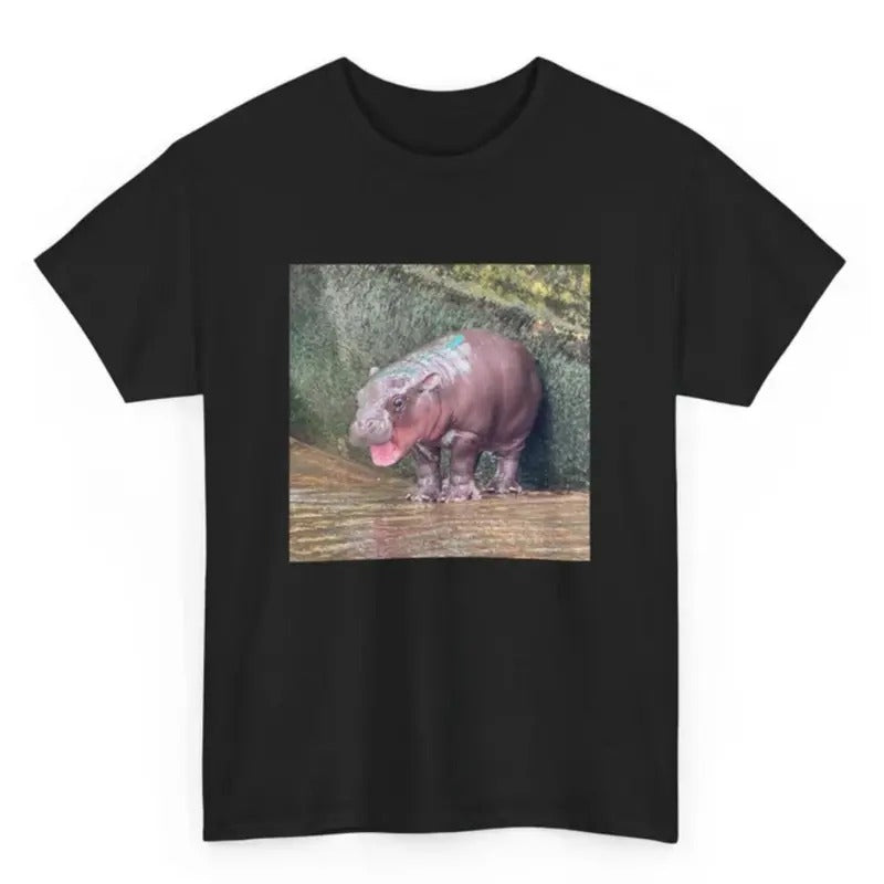 Moo Deng Unisex Heavy Cotton Tee, Baby Hippo Shirt, Cute Shirt, Moo Deng T-Shirt, Moo Deng Merch, T- shirt For Man for...