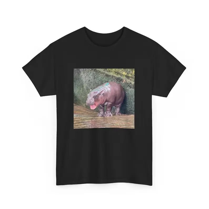 Moo Deng Unisex Heavy Cotton Tee, Baby Hippo Shirt, Funny Gifts Menswear Top Underwear Tshirt Streetwear T-Shirt Hoodie,...