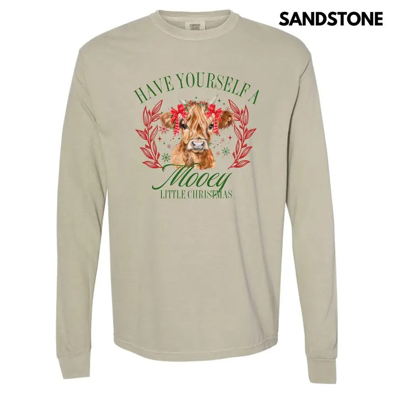 Mooey Little Christmas Long Sleeve Comfort Colors T-Shirt 'NLB' Hoodie, Sweatshirt | HypeDripTees.com