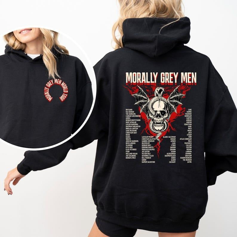 Morally Gray Men Book Hoodie, Romance Hooded Sweatshirt, Dark Romance Reader Shirt, Book Boyfriends Hoodie, Spicy Book...