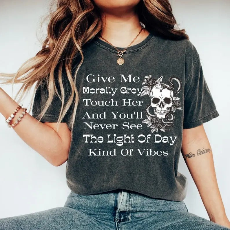 Morally Grey Dark Romance Shirt Villain Era Shirt Bookish Apparel My Favorite Color Shirt Dark Academia Spicy Reader...